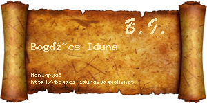 Bogács Iduna névjegykártya